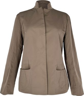 Jil Sander Hidden-Buttoned Blazer with Pockets in Brown Polyester