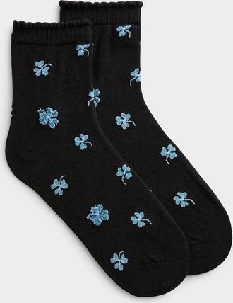 Simons Womens Plush plant ankle socks