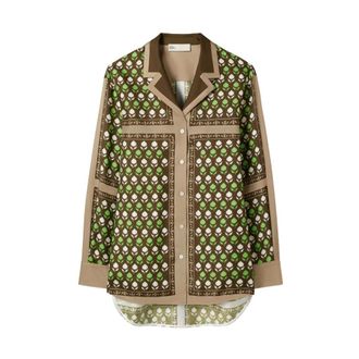 Tory Burch Tory Burch, Shirts, female, Brown, Size: 2XS Printed shirt