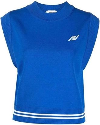 Autry Nylon Gewatteerd Gilet met Ritssluiting - Dames - Ronde hals truien - Blauw - S - Nylon - Truien & Vesten
