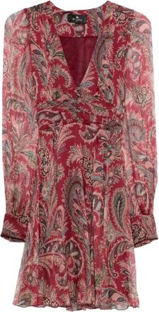 Etro Zijden Mini Jurk met Paisley Print - Dames - Korte kleedjes - Veelkleurig - S - Polyester - Kleedjes