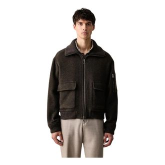 Paul & Shark Wool Bomber Jacket - Heren - Winterjassen - Bruin - L - Wol - Jassen
