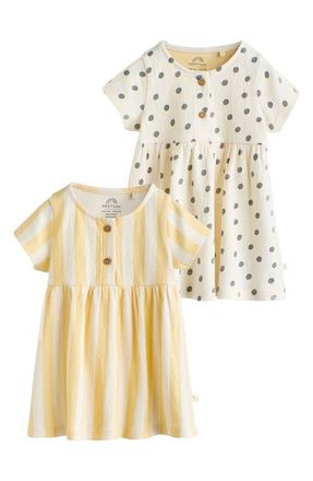 Next Pack of 2 Assorted Stretch Cotton Dresses in Yellow at Nordstrom, Size 12-18M