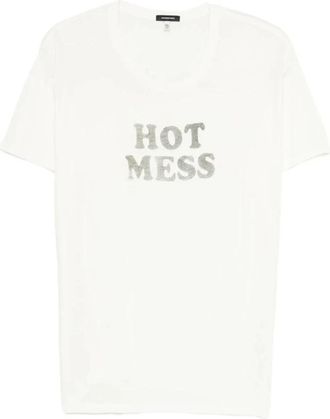 R13 Katoenen T-shirt met ronde hals - Heren - T-shirts - Wit - L - Katoen - Tops