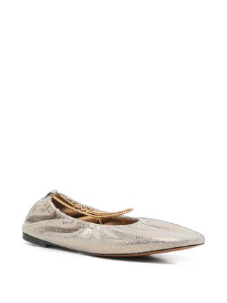 Stella McCartney Gathered Metallic Flat - Silver