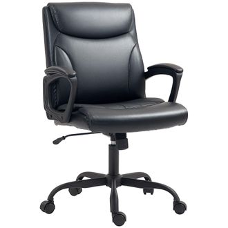 HOMCOM Faux Leather Desk Chair With Tilt Function For Home Office - Black | TJ Hughes
