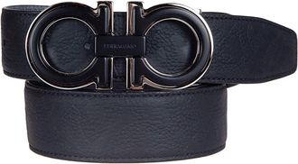 Ferragamo Omkeerbare en verstelbare Gancini riem - Heren - Riemen - Zwart - 100 CM - Leer - Accessoires