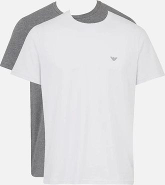 Emporio Armani Mens Emporio Armani 2-Pack Endurance Crew-Neck T-Shirts, Grey/White - Size: 36