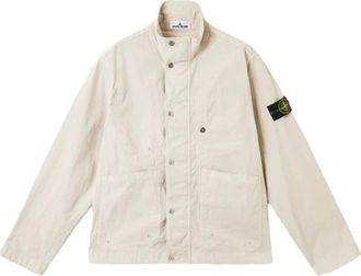 Stone Island Light Jackets, male, Beige, L, Compass Jacket