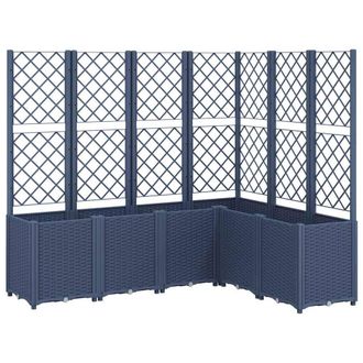 Berkfield Home Garden Planter with Trellis Blue Grey 160x120x140 cm PP in Dark Navy | Size: 160 x 120 x 140 cm