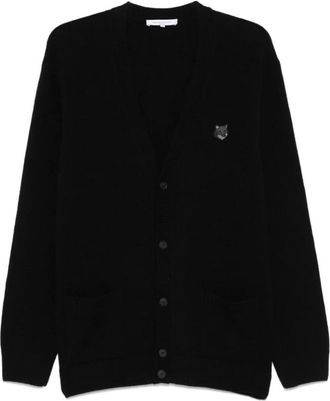 Maison Kitsuné Cardigans, male, Black, Size: XL Black Knitwear Cardigan Aw24