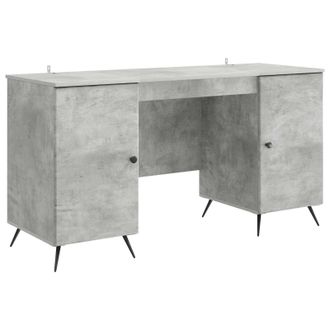 vidaXL Escritorio Con Estante Gris Hormig&oacute;n 142,5 X 50 X 75 Cm Vidaxl