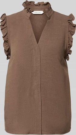 Selected Regular Fit Blusentop aus Viskose-Leinen-Mix Modell VIVA in Taupe, Gr&ouml;&szlig;e 34
