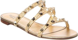 Valentino Rockstud Leather Flat Sandal
