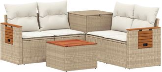 vidaXL Juego De Sof&aacute; 6 Uds. Beige Y Blanco Crema Vidaxl