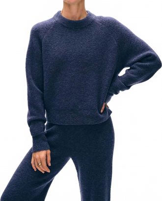 White + Warren Boucle Cashmere Blend Sweatshirt In Indigo