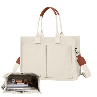 Generic Pocket Canvas Tote Bag, Solid Color Handbag, 16.14 Inches Fashion with Durable Material, Canvas Bag with Spacious Interior, Tote Bags for Daily Use fo