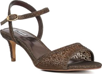 Dune London Ladies Manicure Hot Fix Mid Heel Sandals Size UK 6 Heeled Sandals Brown