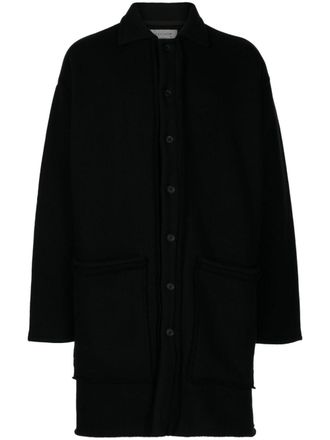 Yohji Yamamoto raw-edge knitted cardigan - men - Wool/Cotton - 3 - Black