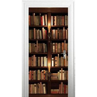 OEM Autocollant Porte 3d - Effet Trompe L Oeil Biblioth&egrave;que - D&eacute;coration Murale Int&eacute;rieure Imperm&eacute;able Amovible - 1 Pi&egrave;ce