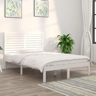 vidaXL Estructura De Cama De Madera Maciza Blanca 140x190 Cm Vidaxl