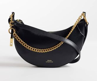 Polo Ralph Lauren borsa a spalla in pelle nera-Nero