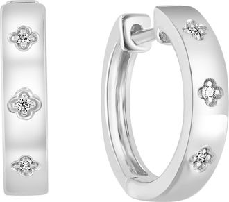 Effy Sterling Silver Diamond Huggie Hoop Earrings in Silver/White at Nordstrom Rack