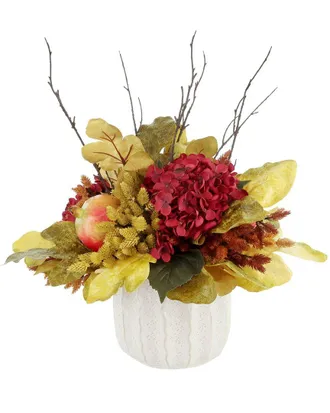 Creative Displays Inc. Handmade Fall Centerpiece With Hydrangea, Berry & Pampas In A Wood Planter
