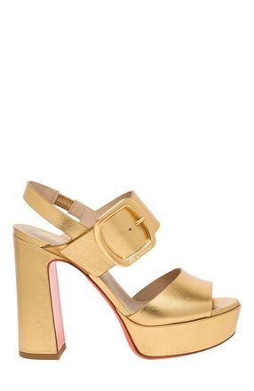 Santoni Womens laminated leather high-heel sandal in Gold at Nordstrom, Size 10.5