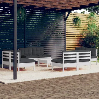 vidaXL Muebles De Jard&iacute;n 9 Pzas Con Cojines Antracita Madera De Pino Vidaxl