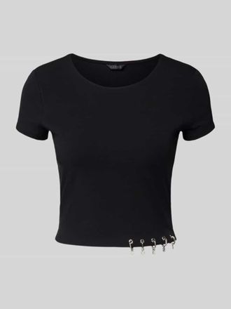 Guess Cropped T-Shirt mit Logo-Charms Modell Elisabette in Black, Gr&ouml;&szlig;e XL
