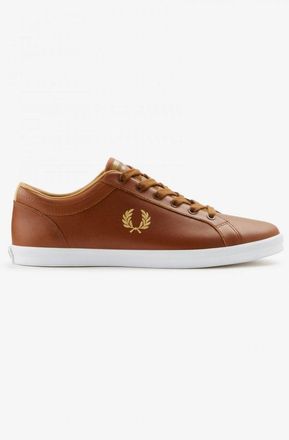 Fred Perry Mens Baseline Leather Trainers - Tan - Size UK 8
