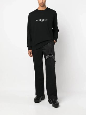 Givenchy Mens Reverse Paris Sweatshirt in Black Cotton - Size Medium