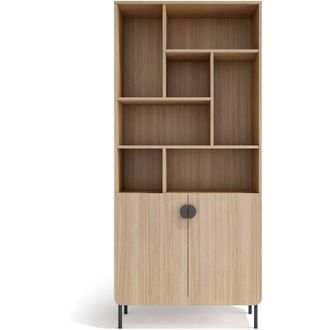 HERDASA Herdasa, Estanter&iacute;a Multifunci&oacute;n Tokyo De Melamina, 8 Compartimentos, Dise&ntilde;o Moderno, 178x80x31cm - Nogal Claro