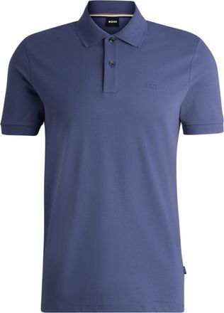 HUGO BOSS Mens Pallas Embroidered Logo Polo Shirt in Navy Cotton - Size Small