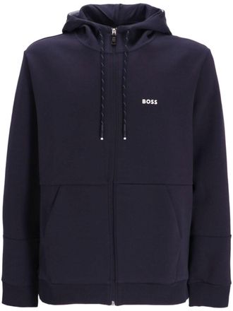 BOSS colour-block zip-up hoodie - men - Cotton/Polyester - M - Blue