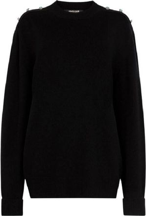 Roberto Cavalli Stud-Embellished Crew-Neck Sweater, Brand Size 44 ( US Size 10 )