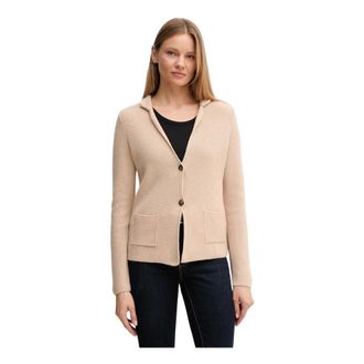 Benetton Truien & Vesten, Dames, Beige, S, Wol, Cardigan met opgestikte zakken