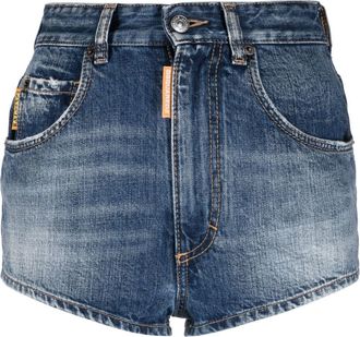 Dsquared2 logo-patch denim shorts - women - Cotton/Polyester/Cotton - 46 - Blue