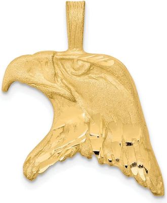 Diamond2Deal 10k Yellow Gold Solid Diamond-cut Eagle Head Charm