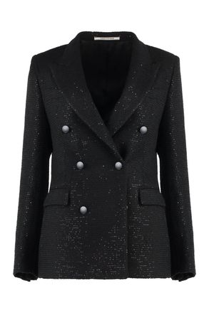 Tagliatore Sequin-Embellished Virgin Wool Blazer - Black