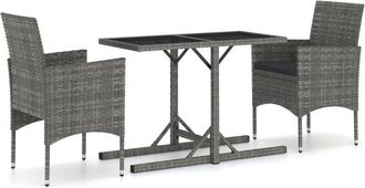 vidaXL Juego De Comedor Para Jard&iacute;n 3 Piezas Gris Vidaxl