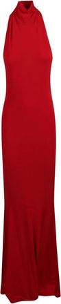 Norma Kamali Kleedjes, Dames, Rood, S, Polyester, Halter Turtle Fishtail Gown