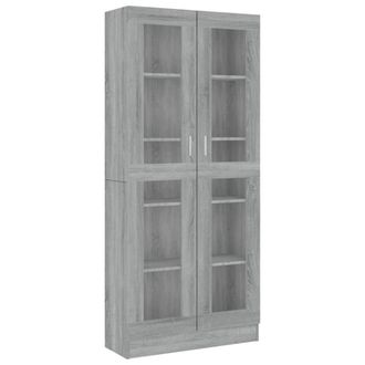 Berkfield Home Vitrine Cabinet Grey Sonoma 82.5x30.5x185.5 cm Engineered Wood
