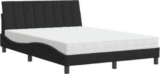 vidaXL Cama Con Colch&oacute;n Terciopelo Negro 140x200 Cm Vidaxl