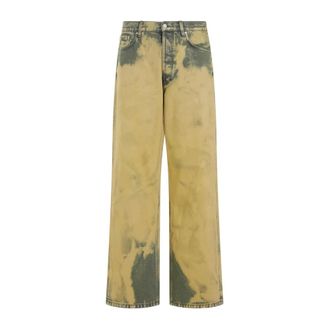 Dries Van Noten Wide Jeans, male, Multicolor, W33, Yellow & Orange Wide-Leg Jeans