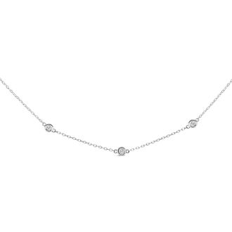 House of Brilliance 14K White Gold 1/2 Cttw Bezel Set Diamond Station Necklace