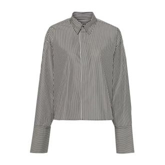 Ami Shirts, female, Black, S, Striped Boxy Fit Long Sleeve Shirt