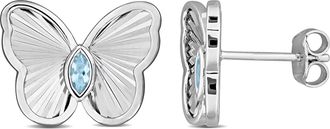 Mimi & Max 1/4ct TGW Marquise-Cut Sky Blue Topaz Butterfly Stud Earrings in Sterling Silver