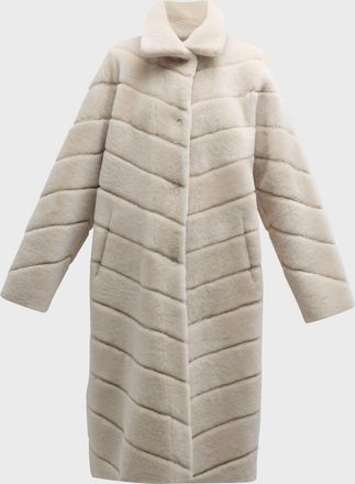 Gorski Reversible Chevron Lamb Shearling Coat